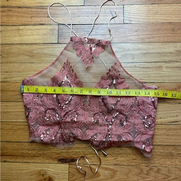 Glamaker Rose Gold Mesh Halter Top Size M - Picture 5 of 8